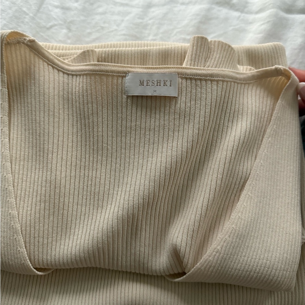 Meshki Cream Ribbed Two-Piece Set - Picture 2 of 3